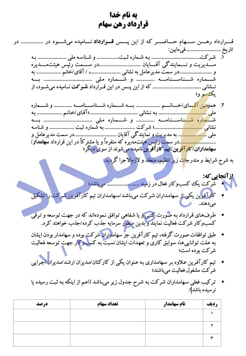 قرارداد وستینگ (Vesting)