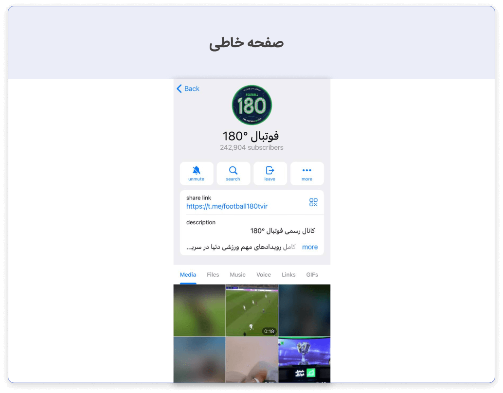 نمونه کار قبل از محافظت از مالکیت فکری کانال تلگرام